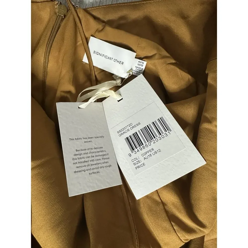 NWT Anthropologie Significant Other Copper Gracie Backless Satin Dress 12 - Picture 11 of 13